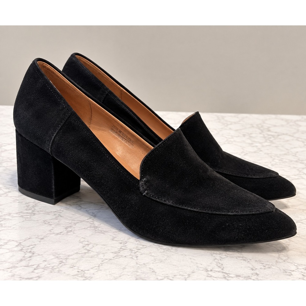 HALOGEN size 9.5 Shoes Heels Pumps Block Chunky Heel Velour Preppy Loafers